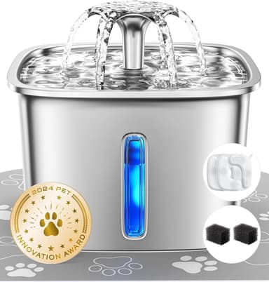 Veken Stainless Steel Automatic Pet Water Fountain, 95 oz