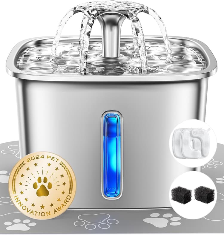 Veken Stainless Steel Automatic Pet Water Fountain, 95 oz