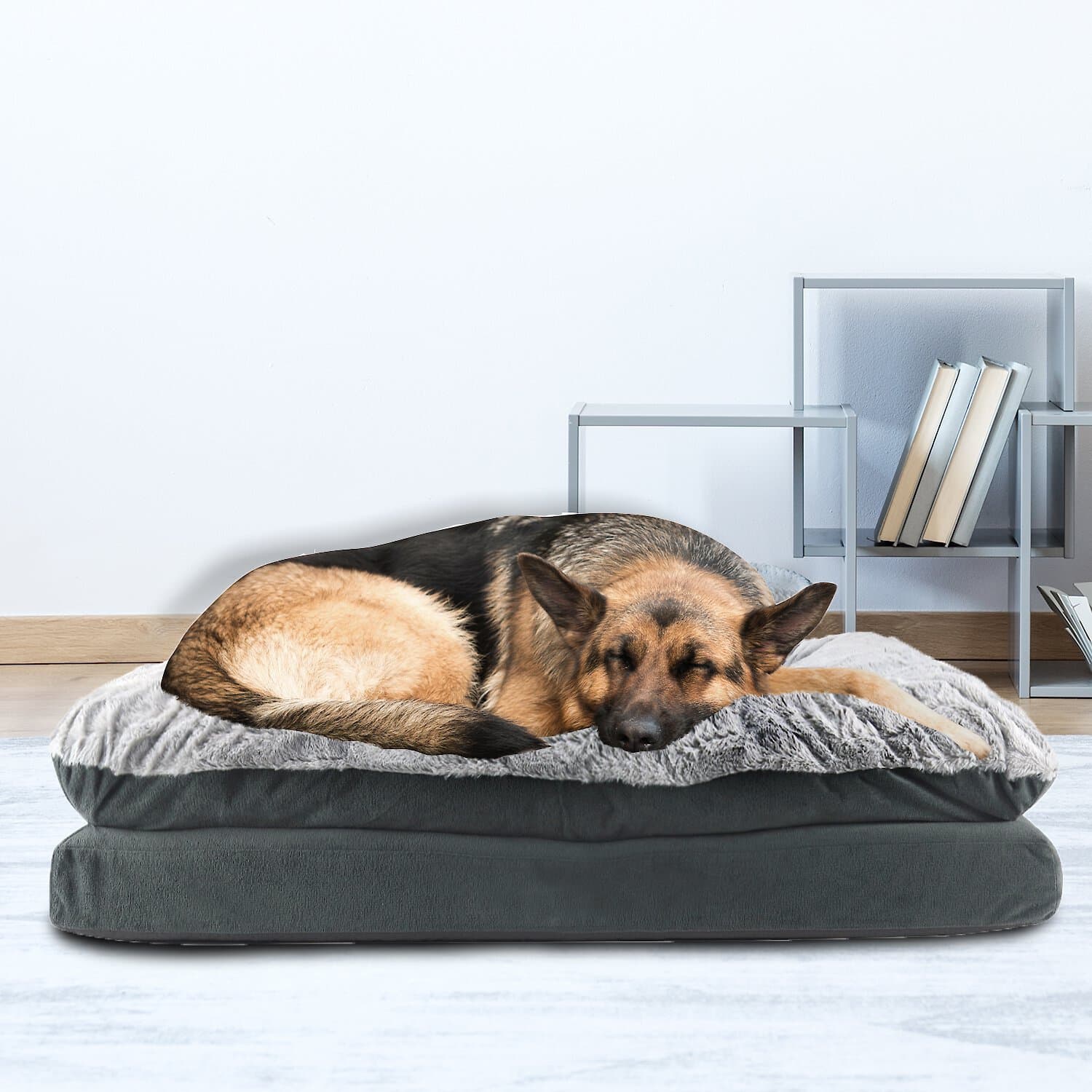 Arlee Home & Pet Orthopedic Pillow Topper Dog Bed, Charcoal, X-Large