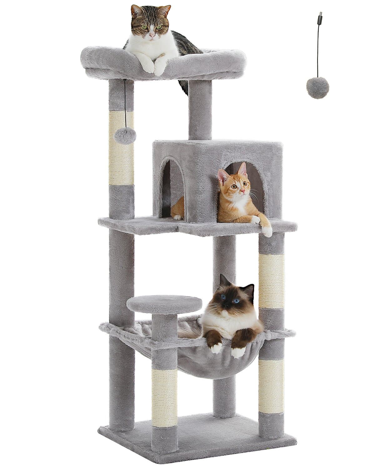 PAWZ Road 45.7-in Large Hammock Polyester Cat Tree & Condo, Medium, Gray