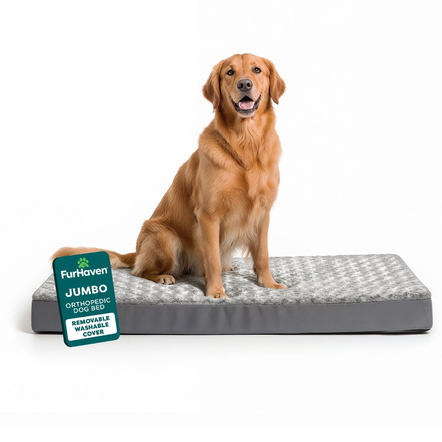 FurHaven NAP Ultra Plush Orthopedic Deluxe Cat & Dog Bed with Removable Cover, Gray, Jumbo