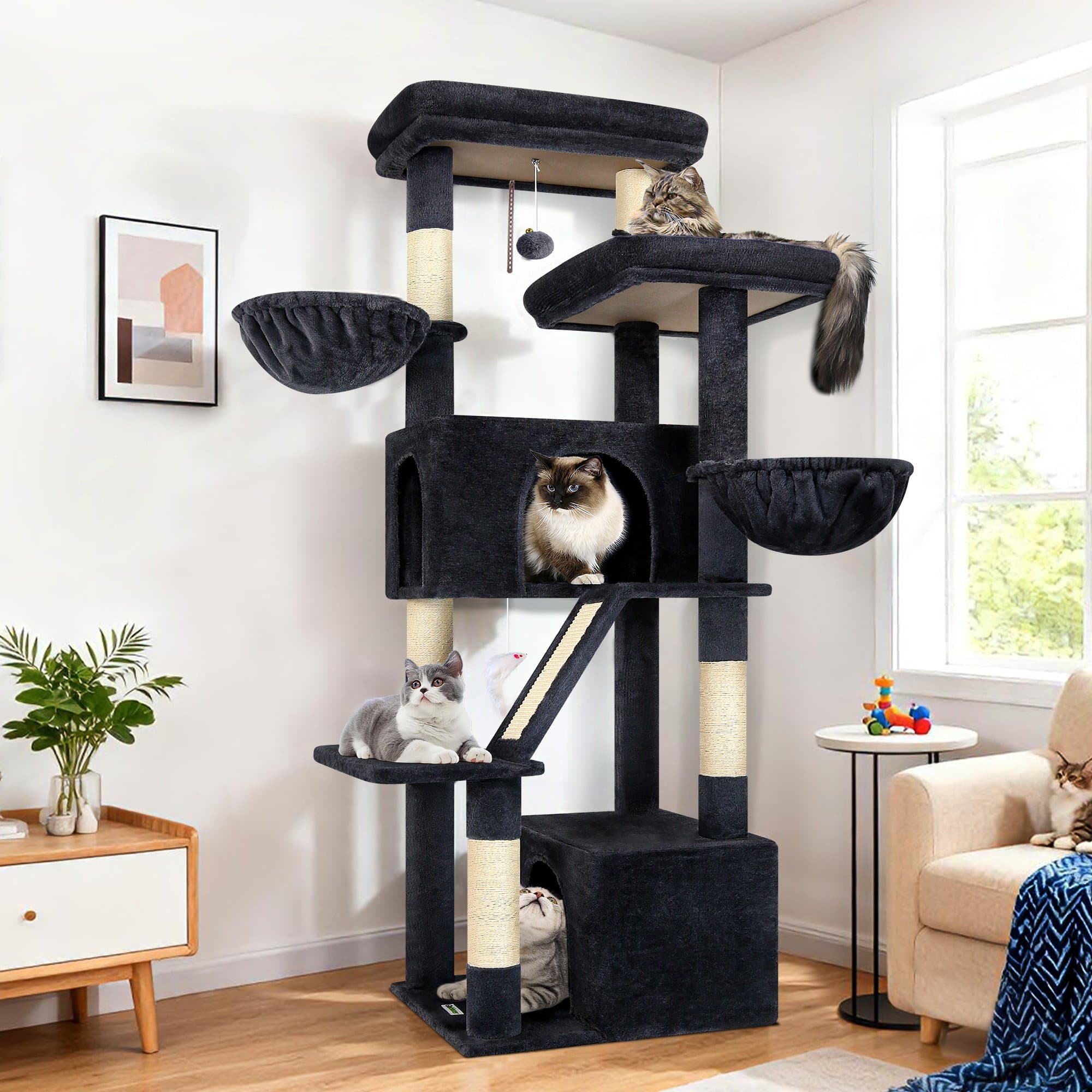 Globlazer 69-in Sturdy Indoor Cat Tree Tower, Dark Gray