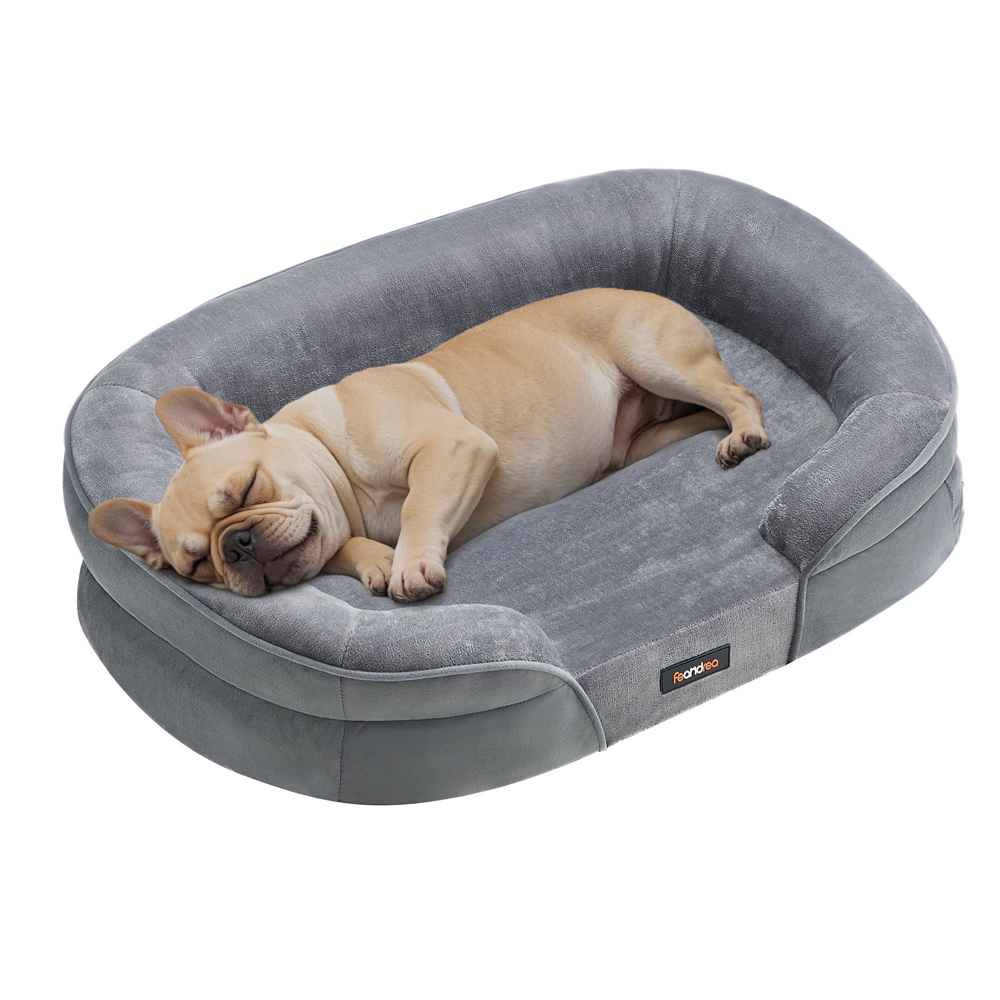 FEANDREA Orthopedic Dog Sofa Bed with Waterproof Liner, Light Gray, Medium: 30 x 20 x 7-in