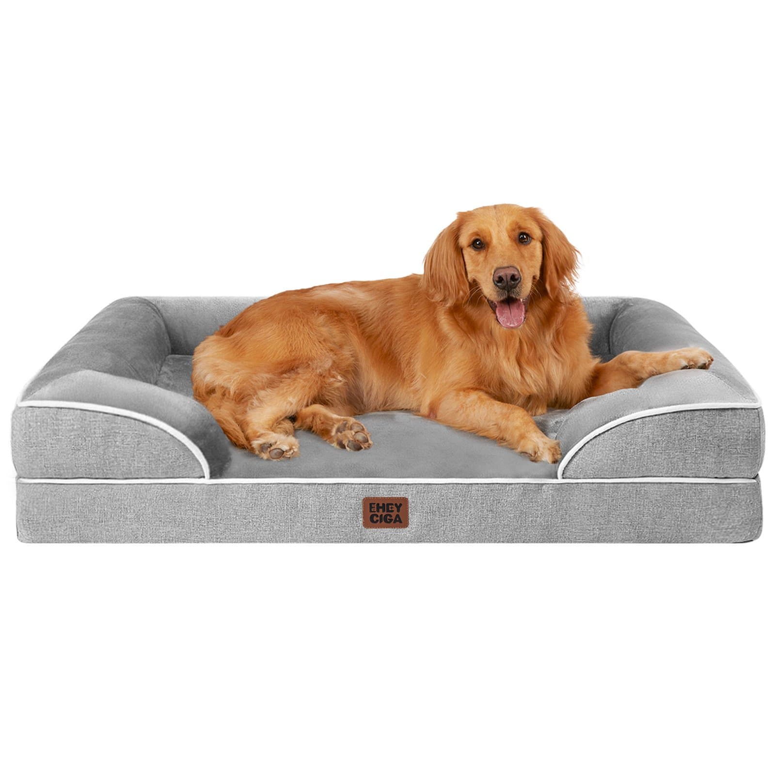EHEYCIGA Waterproof Memory Foam Orthopedic Furniture Style Sofa Dog Bed with Removable Cover, 44 x 32-in, Grey