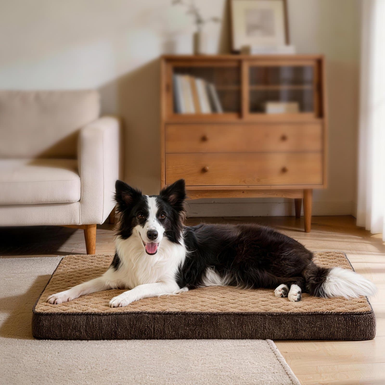 Invenho Orthopedic Egg Crate Foam Dog Bed Mat with Removable Washable Cover, X-Large: 41 x 27 x 3.5-in, Brown
